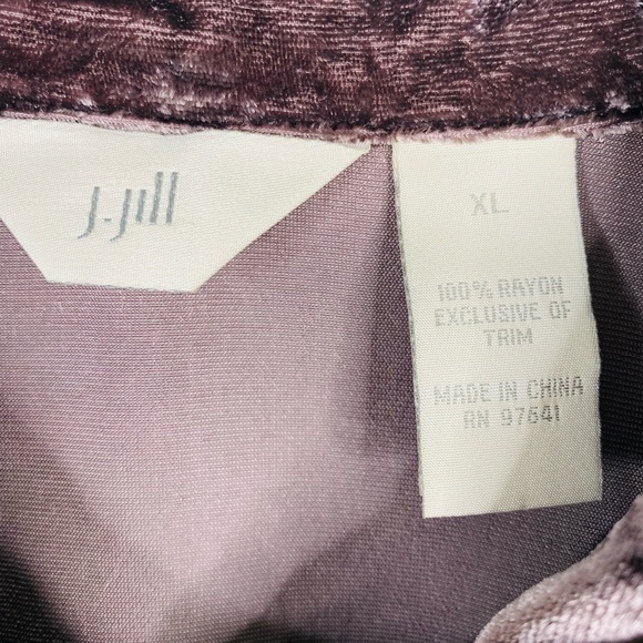 J.Jill Brown Crushed Velvet 100% Rayon High/Low Long Sleeve Button down Shirt - Picture 6 of 13